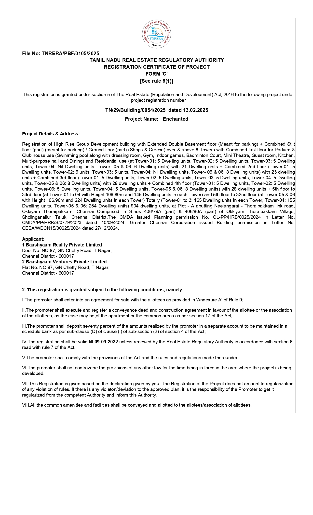 RERA Certificate Page 1